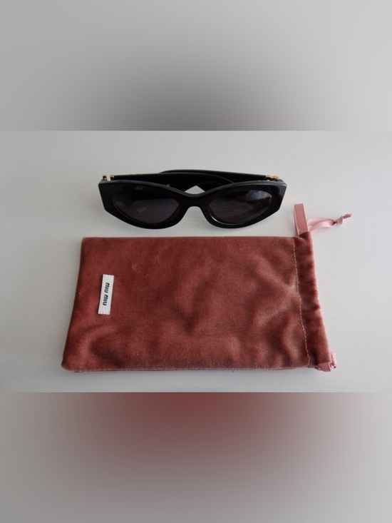 Miu Miu Accessories - Miu Miu Black Cat-Eye Sunglasses with Velvet Pouch